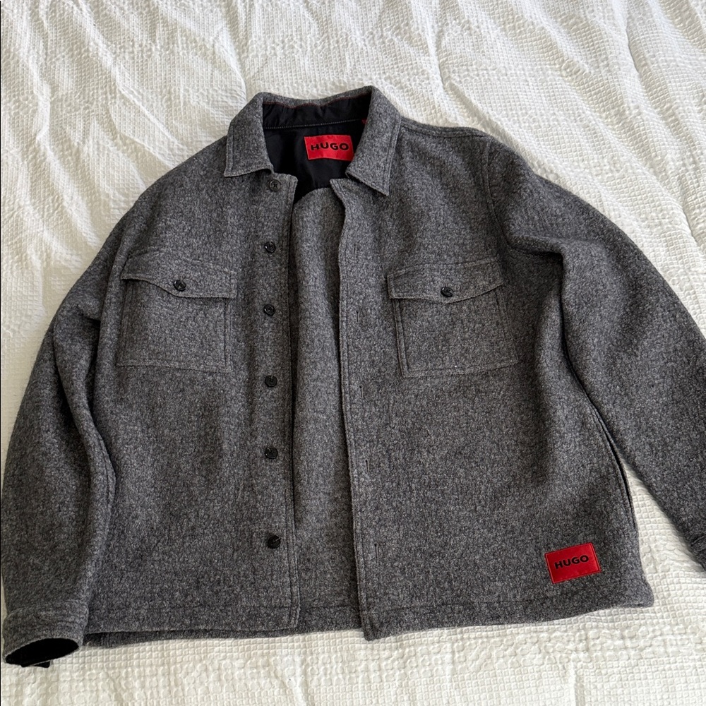 HUGO Charcoal Gray Shirt Jacket for Men
